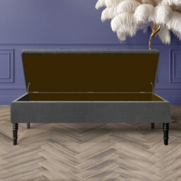 Safar 120Cm Ottoman Storage Bench - Naples Shoe Bench - Dark Grey Lined Upholstery Storage Footstool - thumbnail 2