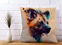 Warren Reed Designer Hyena Face Splashart Light Background Cushions 45Cm X 45Cm - thumbnail 2