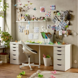 White Drawer Unit 5 Drawers Storage Office Desk Cabinet 36X70Cm - thumbnail 3