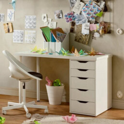 White Drawer Unit 5 Drawers Storage Office Desk Cabinet 36X70Cm - thumbnail 5