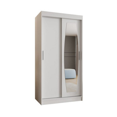 Arte Rossa Sliding Door Wardrobe 100Cm White - Sleek Storage For Compact Bedrooms - image 1