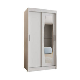 Arte Rossa Sliding Door Wardrobe 100Cm White - Sleek Storage For Compact Bedrooms - thumbnail 1