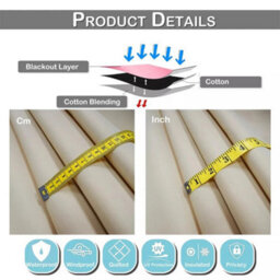 Waterproof Quilted Door Curtain Heavy Duty Self-Adhesive Thermal Insulated Drape Beige - thumbnail 3
