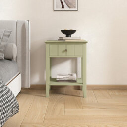 Melody Maison Pair Of Sage Green One Drawer Bedside Tables With Shelf - Padstowe Sage Green Range - thumbnail 4