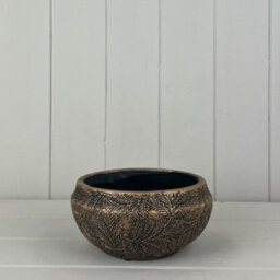 Satchville Gold Plant Bowl With Leaf Design - thumbnail 2