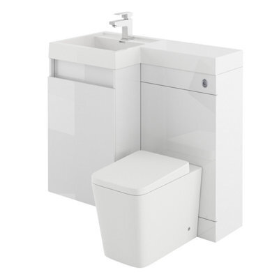 Plum&clay Solstice Gloss White Left Hand Bathroom Vanity Basin & Wc Unit Combination (W)900mm (H)890mm - image 1