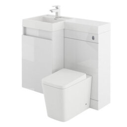 Plum&clay Solstice Gloss White Left Hand Bathroom Vanity Basin & Wc Unit Combination (W)900mm (H)890mm - thumbnail 1