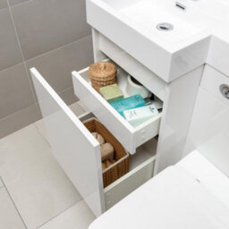 Plum&clay Solstice Gloss White Left Hand Bathroom Vanity Basin & Wc Unit Combination (W)900mm (H)890mm - thumbnail 6