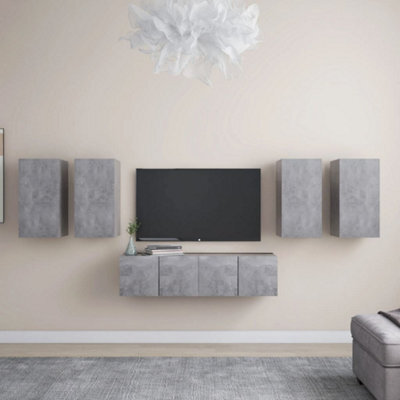 Berkfield 6 Piece Tv Cabinet Set Concrete Grey Engineered Wood - image 1