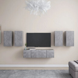 Berkfield 6 Piece Tv Cabinet Set Concrete Grey Engineered Wood - thumbnail 1