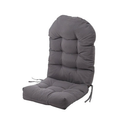 Garden Chair Cushion Seat Pad Outdoor Lounger High Back Tie On Chair Cushions Dark Grey 110Cm - image 1
