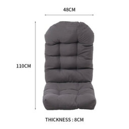 Garden Chair Cushion Seat Pad Outdoor Lounger High Back Tie On Chair Cushions Dark Grey 110Cm - thumbnail 2