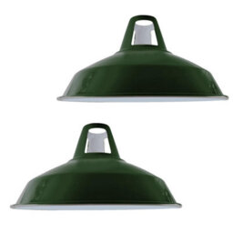 Green Metal Lamp Shades 2Pack 30Cm, Easy Fit E27 Ceiling Pendant Light Shades, Modern Replacement Shades