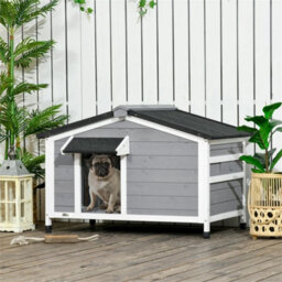 Wooden Dog Kennel For Outside 97L X 72W X 65Hcm, Grey - thumbnail 6