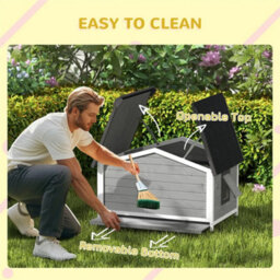 Wooden Dog Kennel For Outside 97L X 72W X 65Hcm, Grey - thumbnail 5