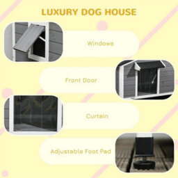 Wooden Dog Kennel For Outside 97L X 72W X 65Hcm, Grey - thumbnail 4