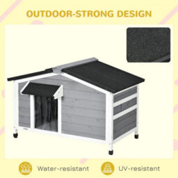 Wooden Dog Kennel For Outside 97L X 72W X 65Hcm, Grey - thumbnail 3