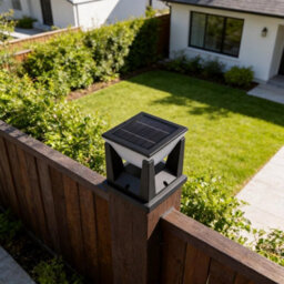 Amorly Outdoor Solar Bollard Pathway Light, 1500Mah, Ip65 Waterproof, Dusk To Dawn Auto On Garden Fence Lamp, Black, 106mm - thumbnail 2