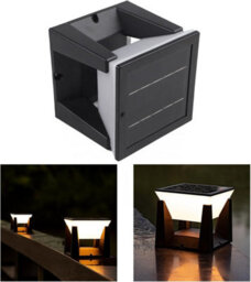 Amorly Outdoor Solar Bollard Pathway Light, 1500Mah, Ip65 Waterproof, Dusk To Dawn Auto On Garden Fence Lamp, Black, 106mm - thumbnail 6