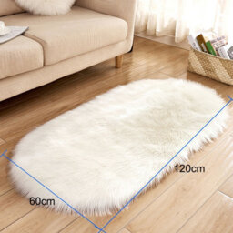 Living And Home Fluffy White Oval Soft Shaggy Longhair Area Rug Kids Room Decor Chair Sofa Cover Seat Pad 60 X 120 Cm - thumbnail 5