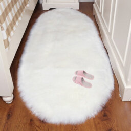 Living And Home Fluffy White Oval Soft Shaggy Longhair Area Rug Kids Room Decor Chair Sofa Cover Seat Pad 60 X 120 Cm - thumbnail 4