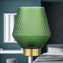 First Choice Lighting Porter - Battery Operated Satin Brass Lamp With Green Textured Glass - thumbnail 5