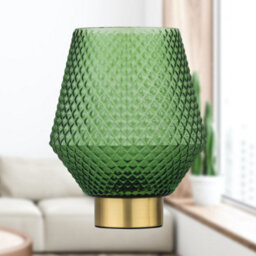 First Choice Lighting Porter - Battery Operated Satin Brass Lamp With Green Textured Glass - thumbnail 6