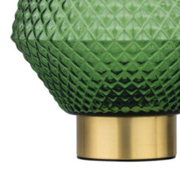 First Choice Lighting Porter - Battery Operated Satin Brass Lamp With Green Textured Glass - thumbnail 4