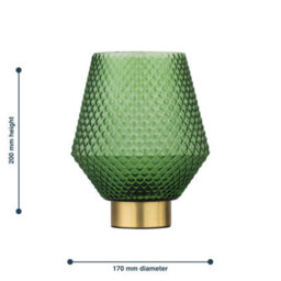 First Choice Lighting Porter - Battery Operated Satin Brass Lamp With Green Textured Glass - thumbnail 7
