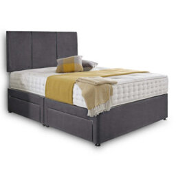 Dining Tables Chelsea Headboard Divan Set, 2 Drawer On Same Side With Sprung 1500 Comfort Mattress - Plush Steel - King - thumbnail 4
