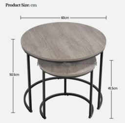 Nesting Coffee Tables Set Of 2 Round Stacking End Side Tables For Living Room - thumbnail 4