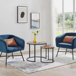 Nesting Coffee Tables Set Of 2 Round Stacking End Side Tables For Living Room - thumbnail 3