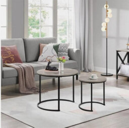 Nesting Coffee Tables Set Of 2 Round Stacking End Side Tables For Living Room - thumbnail 2