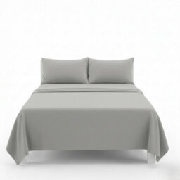 Easy Care Flat Bed Sheet Polycotton Durable Low Maintenance Bedding Silver - thumbnail 2