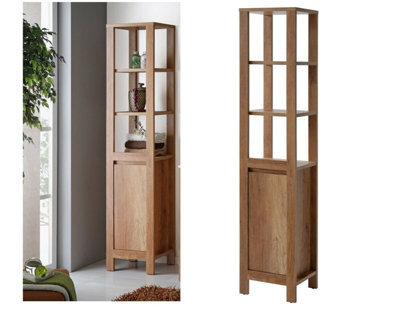 Impact Furniture Freestanding Bathroom Tall Cabinet Floor Cupboard Slimline Tallboy Shelf Unit Classic Oak Effect Storage - image 1