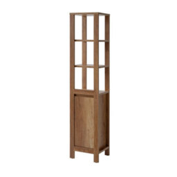 Impact Furniture Freestanding Bathroom Tall Cabinet Floor Cupboard Slimline Tallboy Shelf Unit Classic Oak Effect Storage - thumbnail 3