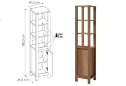 Impact Furniture Freestanding Bathroom Tall Cabinet Floor Cupboard Slimline Tallboy Shelf Unit Classic Oak Effect Storage - thumbnail 5
