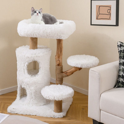 Costway Indoor Cat Tree 93Cm Cat Tower W/ Real Solid Wood Branches & Scratching Posts - image 1