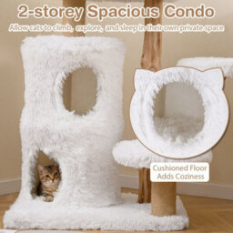 Costway Indoor Cat Tree 93Cm Cat Tower W/ Real Solid Wood Branches & Scratching Posts - thumbnail 4