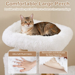 Costway Indoor Cat Tree 93Cm Cat Tower W/ Real Solid Wood Branches & Scratching Posts - thumbnail 5