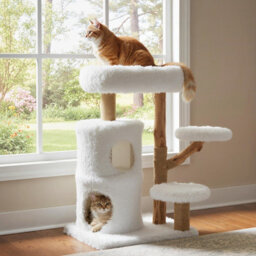 Costway Indoor Cat Tree 93Cm Cat Tower W/ Real Solid Wood Branches & Scratching Posts - thumbnail 6