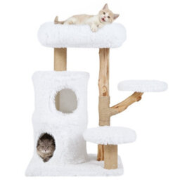 Costway Indoor Cat Tree 93Cm Cat Tower W/ Real Solid Wood Branches & Scratching Posts - thumbnail 2