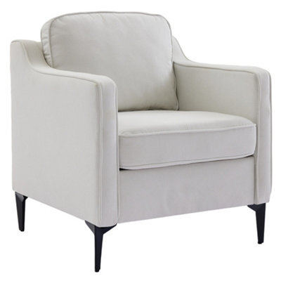 Darphe Beige White Single Sofa Armchair With Metal Legs, 70Cm W X 72Cm D X 81Cm H - image 1