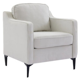 Darphe Beige White Single Sofa Armchair With Metal Legs, 70Cm W X 72Cm D X 81Cm H - thumbnail 1