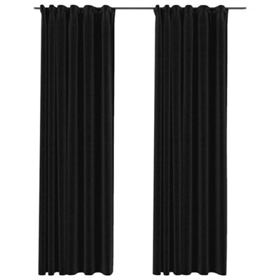 Berkfield Premium Linen-Look Blackout Curtains With Hooks 2 Pcs Anthracite 140X245 Cm