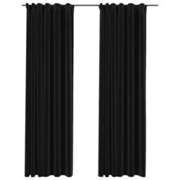 Berkfield Premium Linen-Look Blackout Curtains With Hooks 2 Pcs Anthracite 140X245 Cm