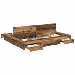 Berkfield Storage Bed Frame Old Wood 200 X 200 Cm Engineered Wood - thumbnail 3