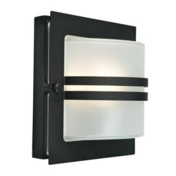 Elstead Bern 1 Light Outdoor Frosted Wall Light Black Ip65, E27 - thumbnail 1
