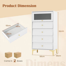 Modern 4 Drawer Dresser With Flip Up Fluted Glass Door - thumbnail 2