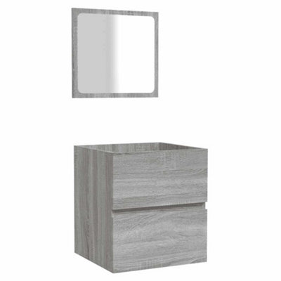 Berkfield Stylish Bathroom Cabinet With Mirror Grey Sonoma Engineered Wood